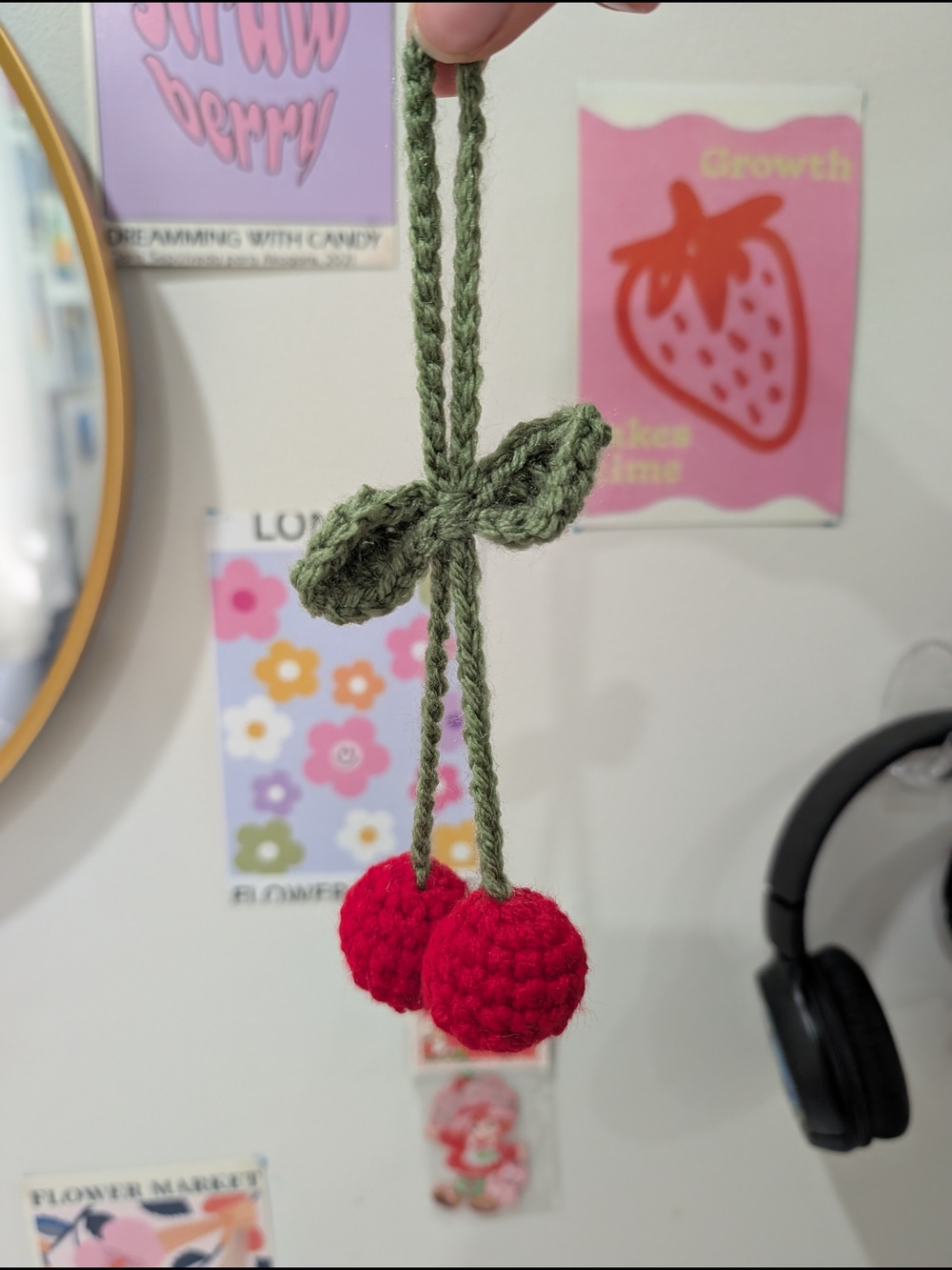 Handmade Crochet Cherry Chain 🍒